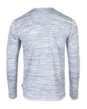 Zimego Long Sleeve Double Layered Y-Neck Fashion Henley | Blue/White