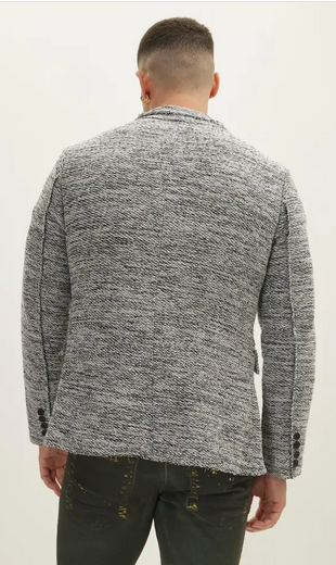 Ron Tomson Raw Edge Fitted Cardigan/Blazer | White Black