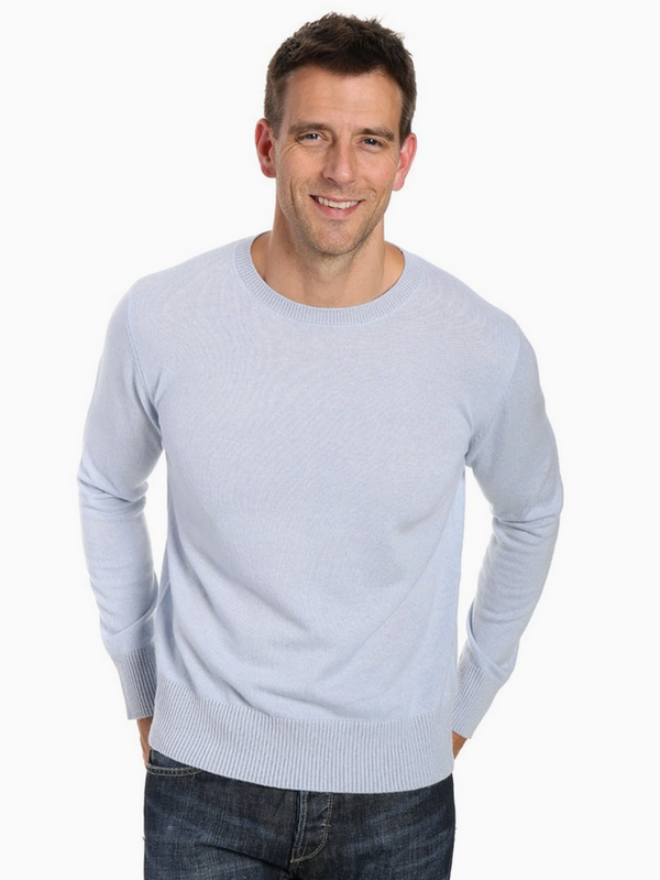 Zainuno Moizni Men's 100% Cashmere Crew Neck | Sky Blue