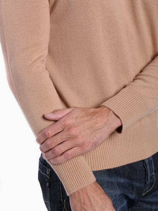 Zainuno Moizni Men's 100% Cashmere Crew Neck | Camel