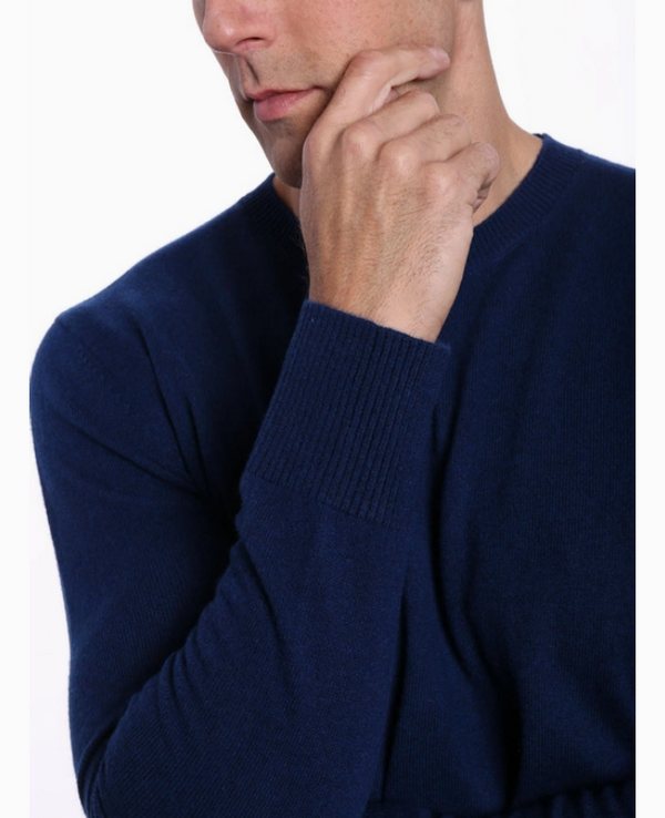 Zainuno Moizni Men's 100% Cashmere Crew Neck | Navy
