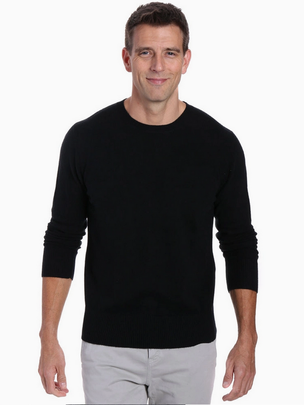 Zainuno Moizni Men's 100% Cashmere Crew Neck | Black