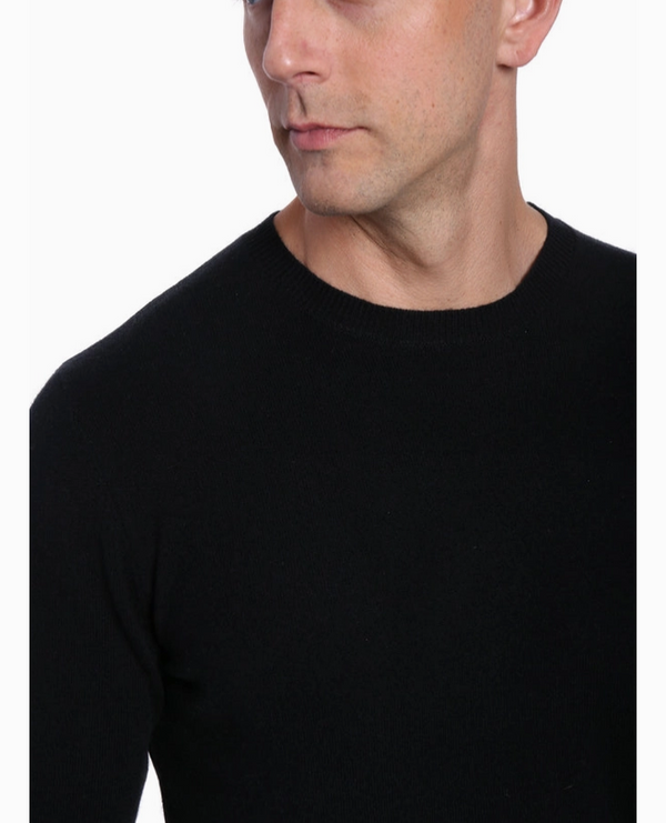 Zainuno Moizni Men's 100% Cashmere Crew Neck | Black