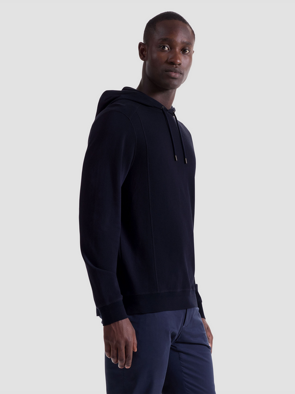 Bugatchi Textured Hoodie | Navy
