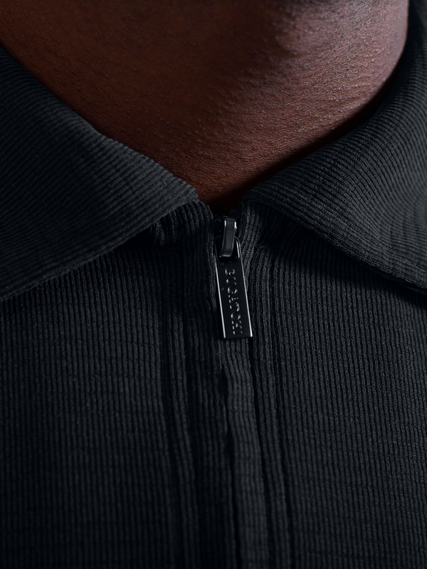 Bugatchi Ottoman Zip Polo | Black
