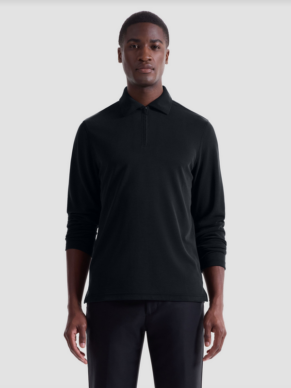 Bugatchi Ottoman Zip Polo | Black