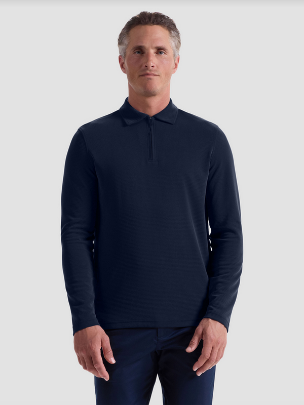 Bugatchi Ottoman Zip Polo | Navy