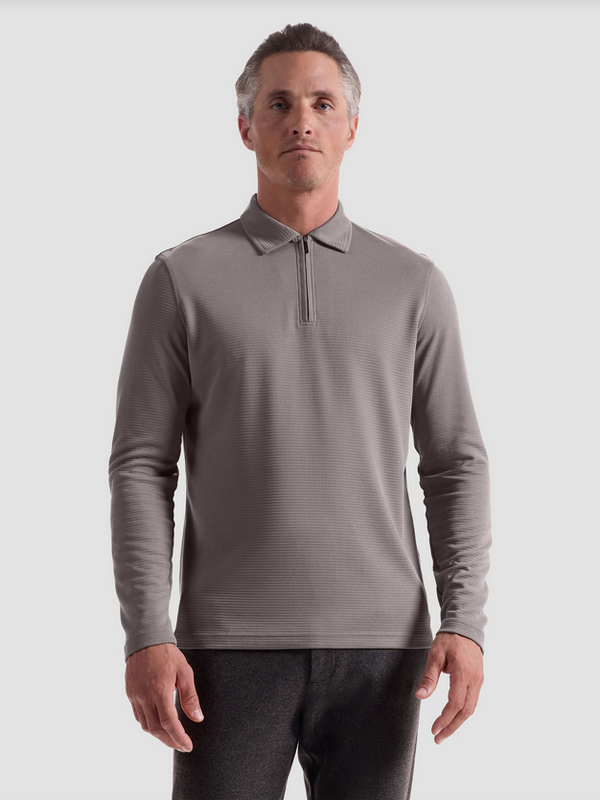 Bugatchi Ottoman Zip Polo | Walnut