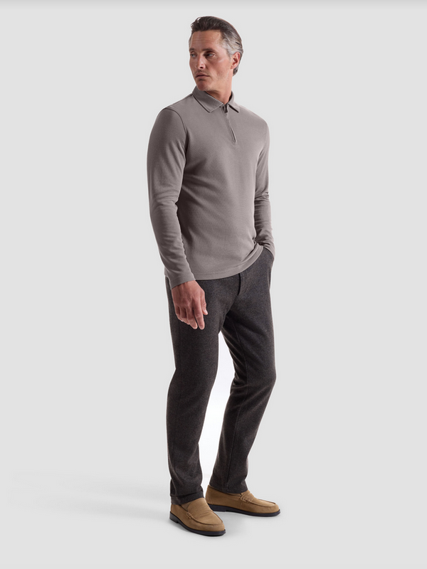 Bugatchi Ottoman Zip Polo | Walnut