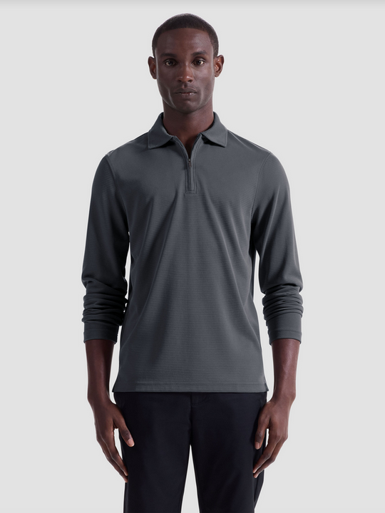 Bugatchi Ottoman Zip Polo | Zinc