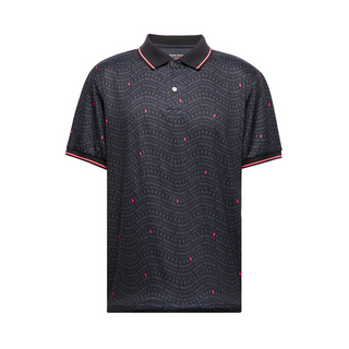Psycho Bunny Winston Sport Allover Print Short Sleeve Polo Shirt | Black