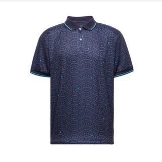 Psycho Bunny Winston Sport Allover Print Short Sleeve Polo Shirt | Evening Blue