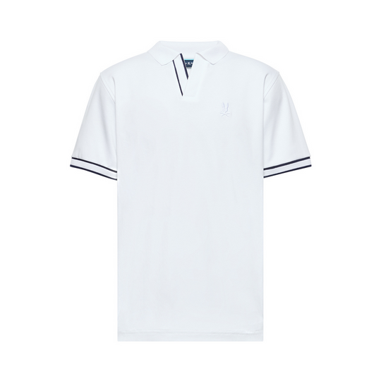 Psycho Bunny Kendall Interlock Johnny Collar Polo | Blanc