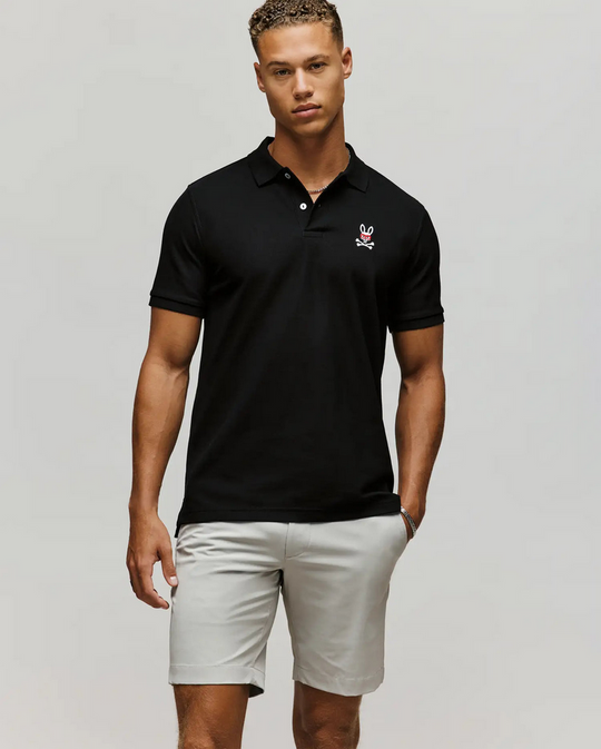 Psycho Bunny Men's Mischief Bunny Pique Polo | Black