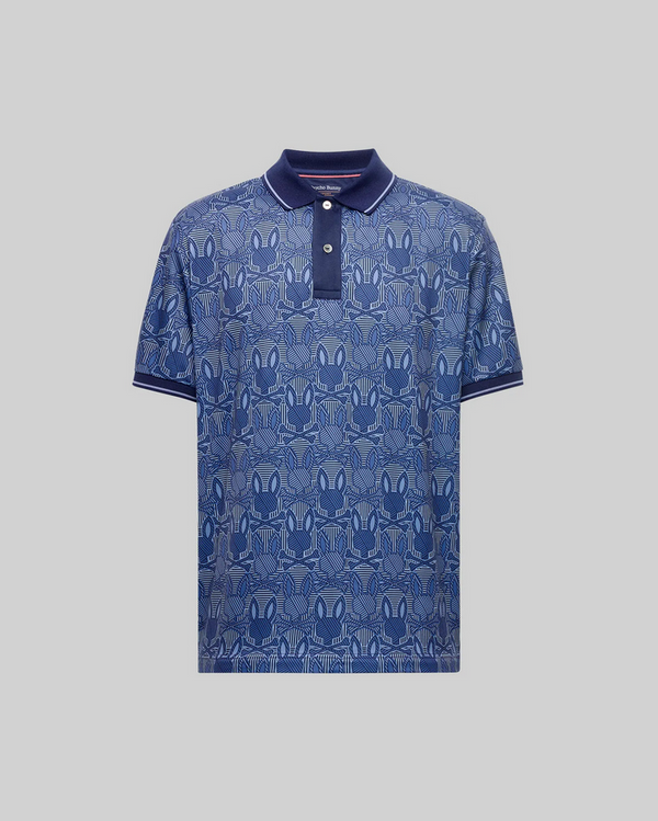 Psycho Bunny Reeves All Over Bunny Sport Polo | Evening Blue