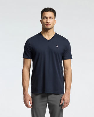 Psycho Bunny Mens Classic V Neck Tee | Navy