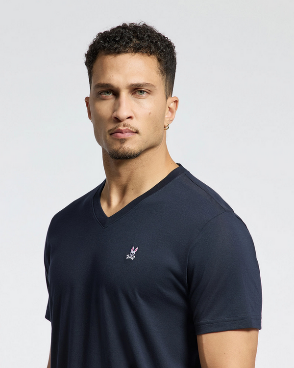 Psycho Bunny Mens Classic V Neck Tee | Navy