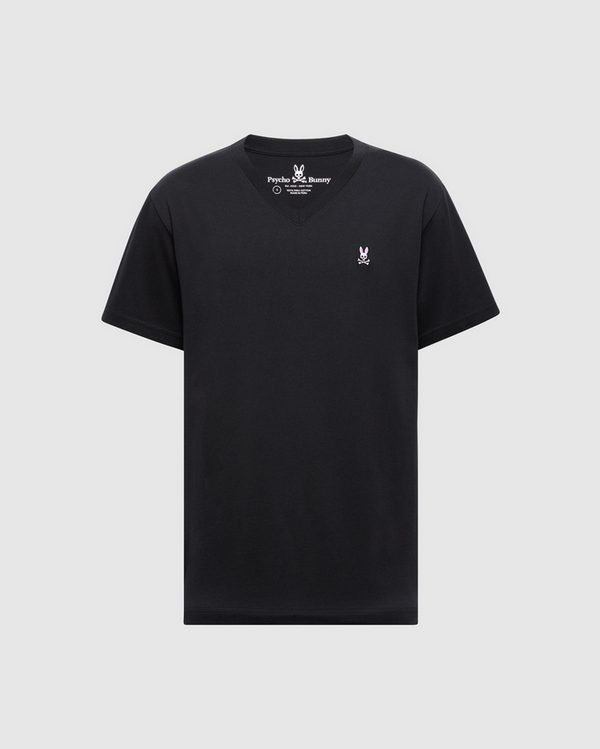 Psycho Bunny Mens Classic V Neck Tee | Black