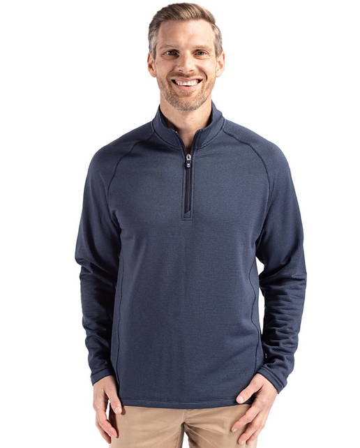 Cutter & Buck Peshastin Fleece Recycled Mens Half Zip Pullover | Navy Heather