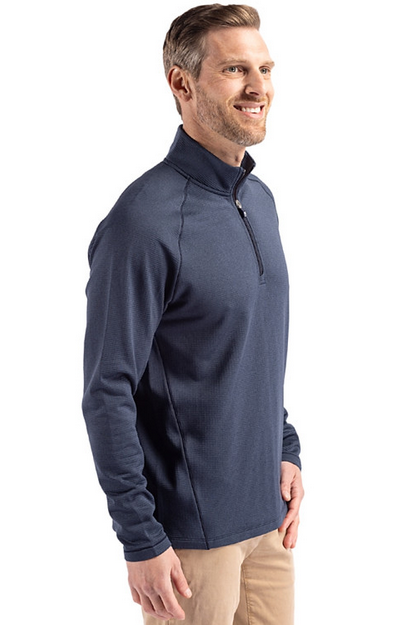 Cutter & Buck Peshastin Fleece Recycled Mens Half Zip Pullover | Navy Heather