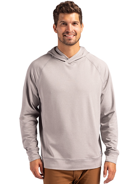 Cutter & Buck Adapt Knit Recycled Mens Heathered Hooded Pullover | Grey Heather