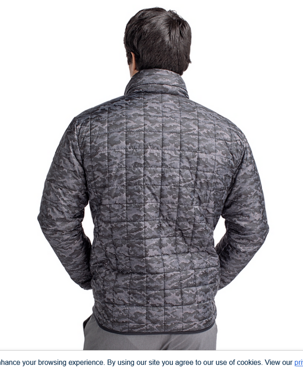 Cutter & Buck Rainier PrimaLoft® Mens Eco Insulated Full Zip Printed Puffer Jacket | Black