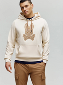 Psycho Bunny Mens Ryder Embroidered Bunny Patch Hoodie | White Cap Grey