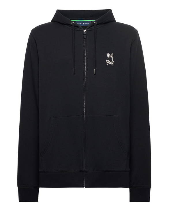 Psycho Bunny Mens Enzo Zip Hoodie | Black