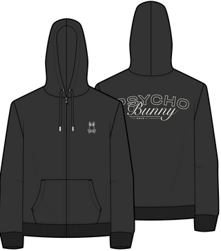 Psycho Bunny Mens Enzo Zip Hoodie | Black