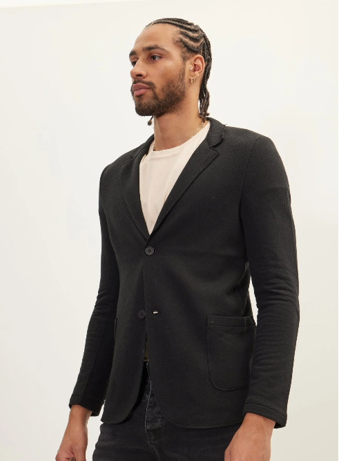 Ron Tomson Modern Cotton Blend Knit Blazer | Black