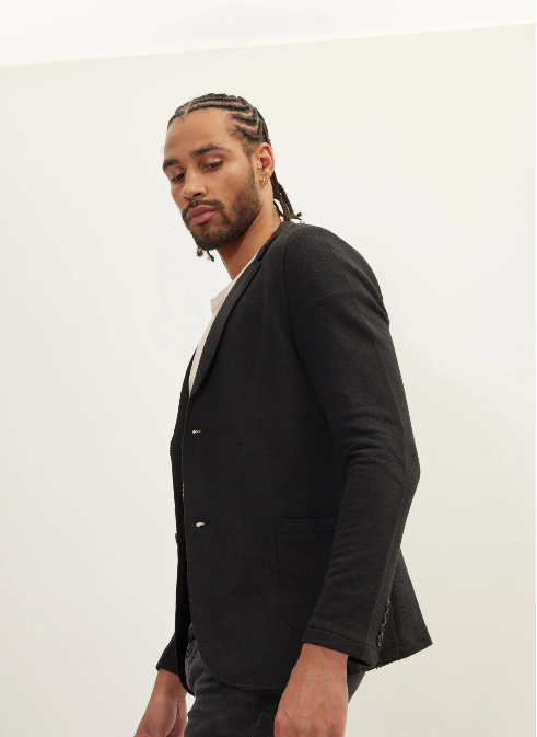 Ron Tomson Modern Cotton Blend Knit Blazer | Black