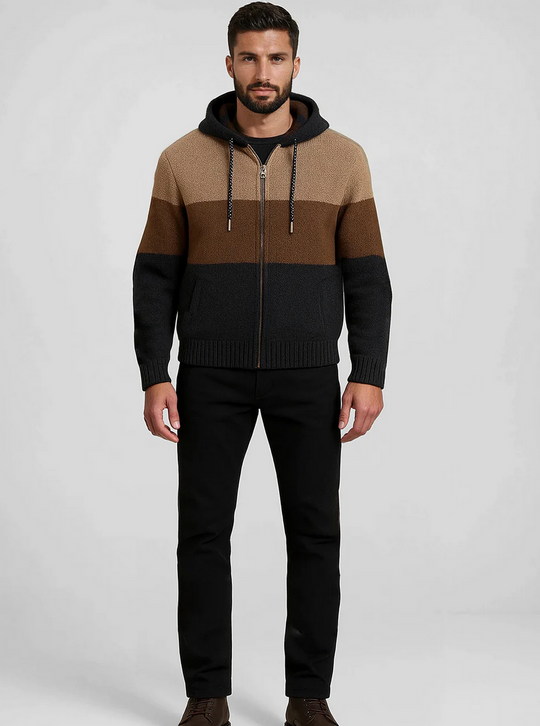 Point Zero  MARK Full-Zip Hooded Chenille Sweater | Navy