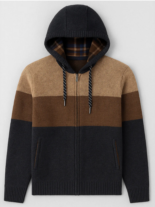 Point Zero  MARK Full-Zip Hooded Chenille Sweater | Navy