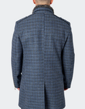 Maceoo Pea Coat Captain Houndstooth Blue