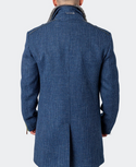 Maceoo Pea Coat Captain Square Blue