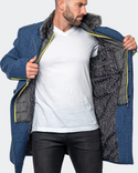 Maceoo Pea Coat Captain Square Blue
