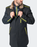 Maceoo Pea Coat Captain Volt Black