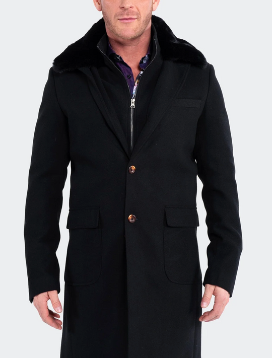 Maceoo Pea Coat Kingfur Black