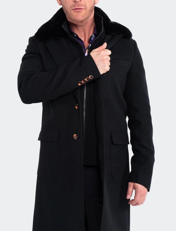 Maceoo Pea Coat Kingfur Black