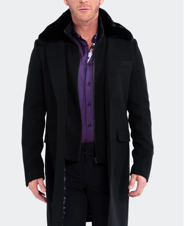 Maceoo Pea Coat Kingfur Black
