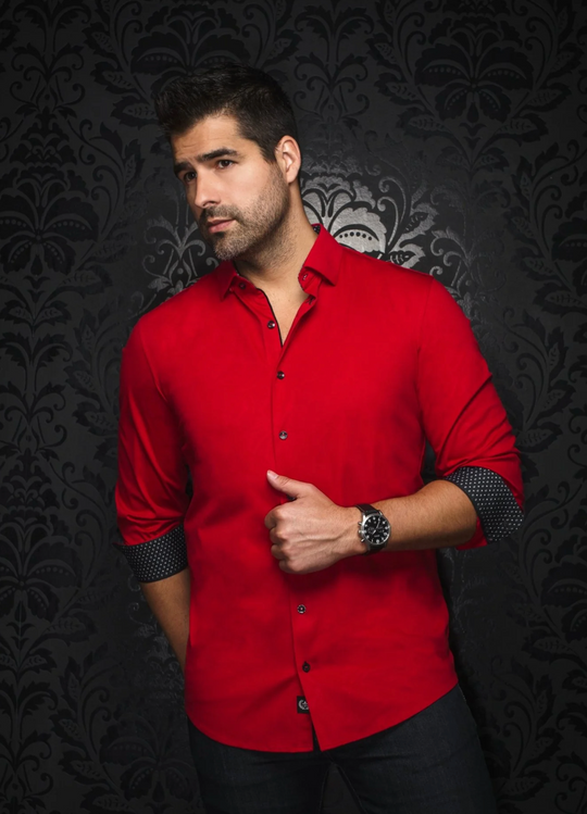 Au Noir 360° Stretch Shirt Long Sleeve | DUNN, Red