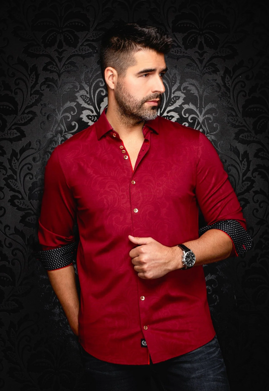 Au Noir Au Noir 360° Stretch Shirt Long Sleeve | DUNN, Burgundy