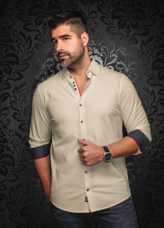 Au Noir Au Noir 360° Stretch Shirt Long Sleeve | DUNN, Stone