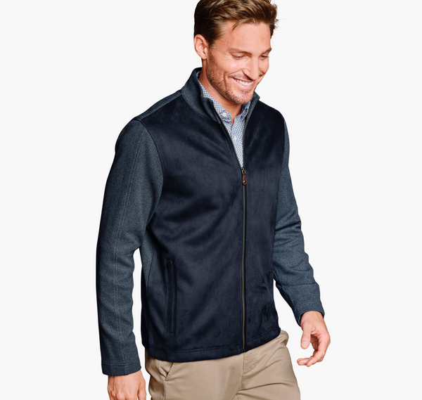 Johnston & Murphy Faux-Suede Full-Zip | Navy