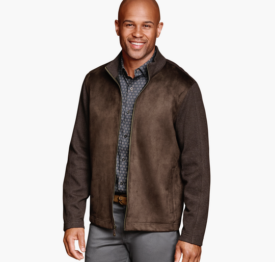 Johnston & Murphy Faux-Suede Full-Zip | Brown
