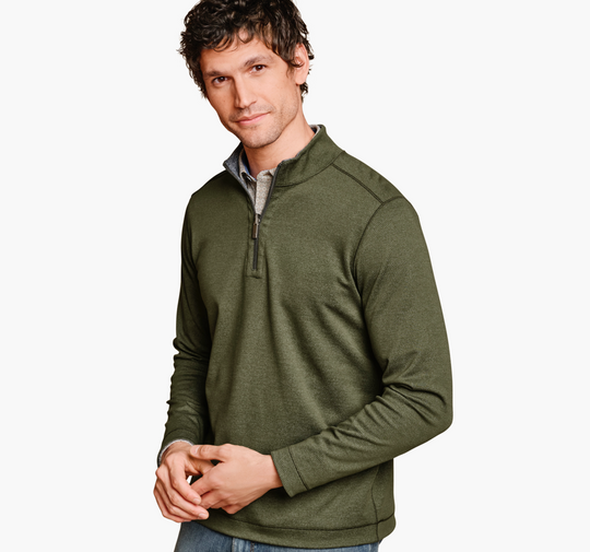 Johnston & Murphy XC4® Performance Réversible Quarter-Zip | Olive/Navy