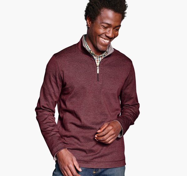 Johnston & Murphy XC4® Performance Reversible Quarter-Zip | Burgandy