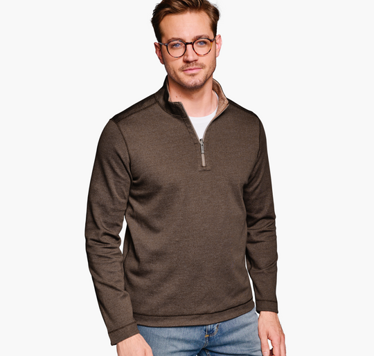 Johnston & Murphy XC4® Performance Réversible Quarter-Zip | Brown/Rust