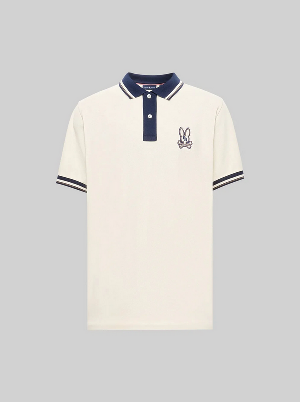 Psycho Bunny Men's Wade Pique Polo | White Cap Grey