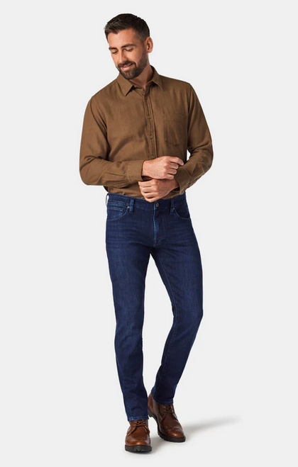 34 Heritage Cool Tapered Leg Jeans In Dark Midnight Brushed Urban